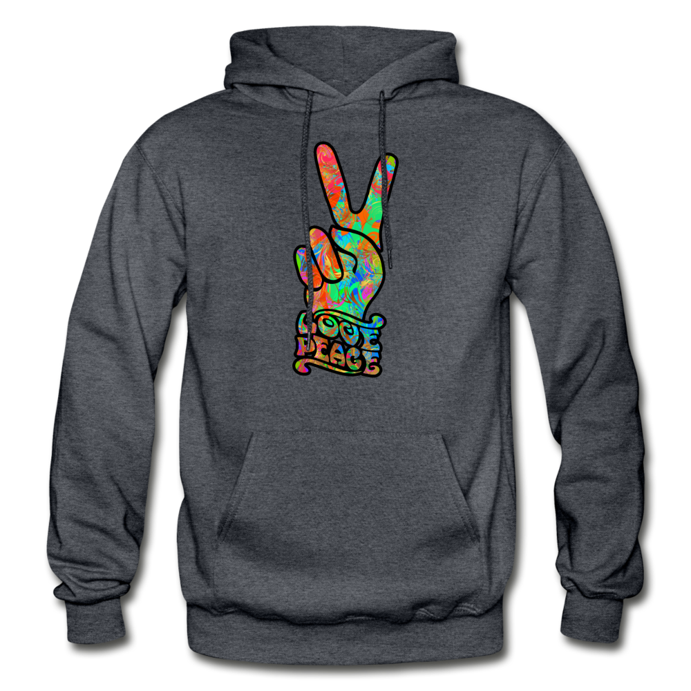 Love Peace Sign Hoodie - charcoal gray