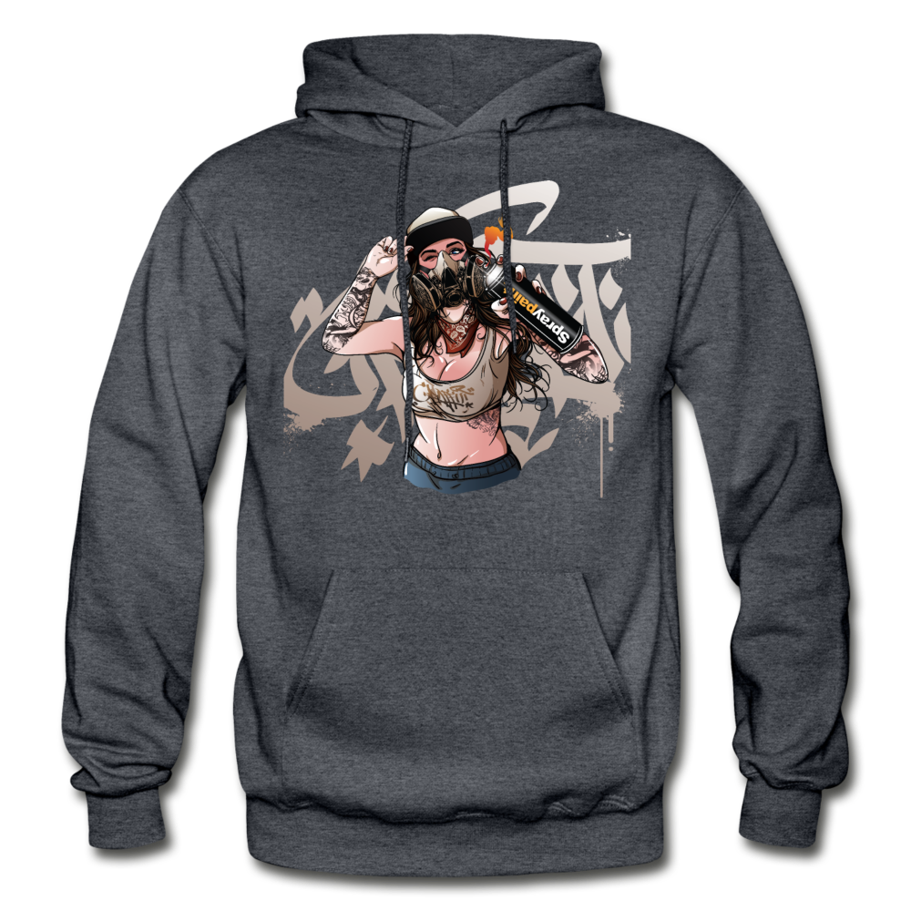 Graffiti Artist Girl Hoodie - charcoal gray