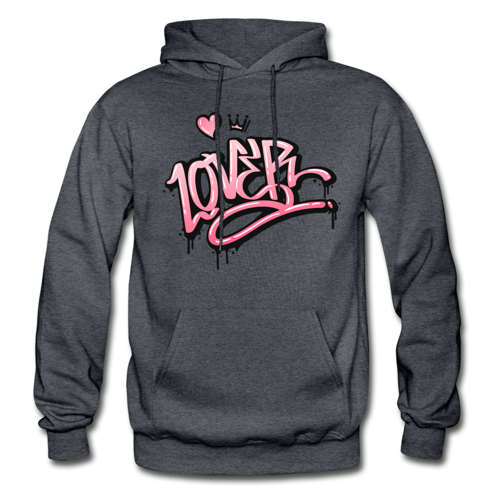 Lover Graffiti Hoodie - charcoal gray