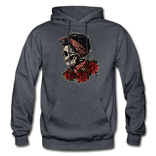 Girl Skull Hoodie - charcoal gray