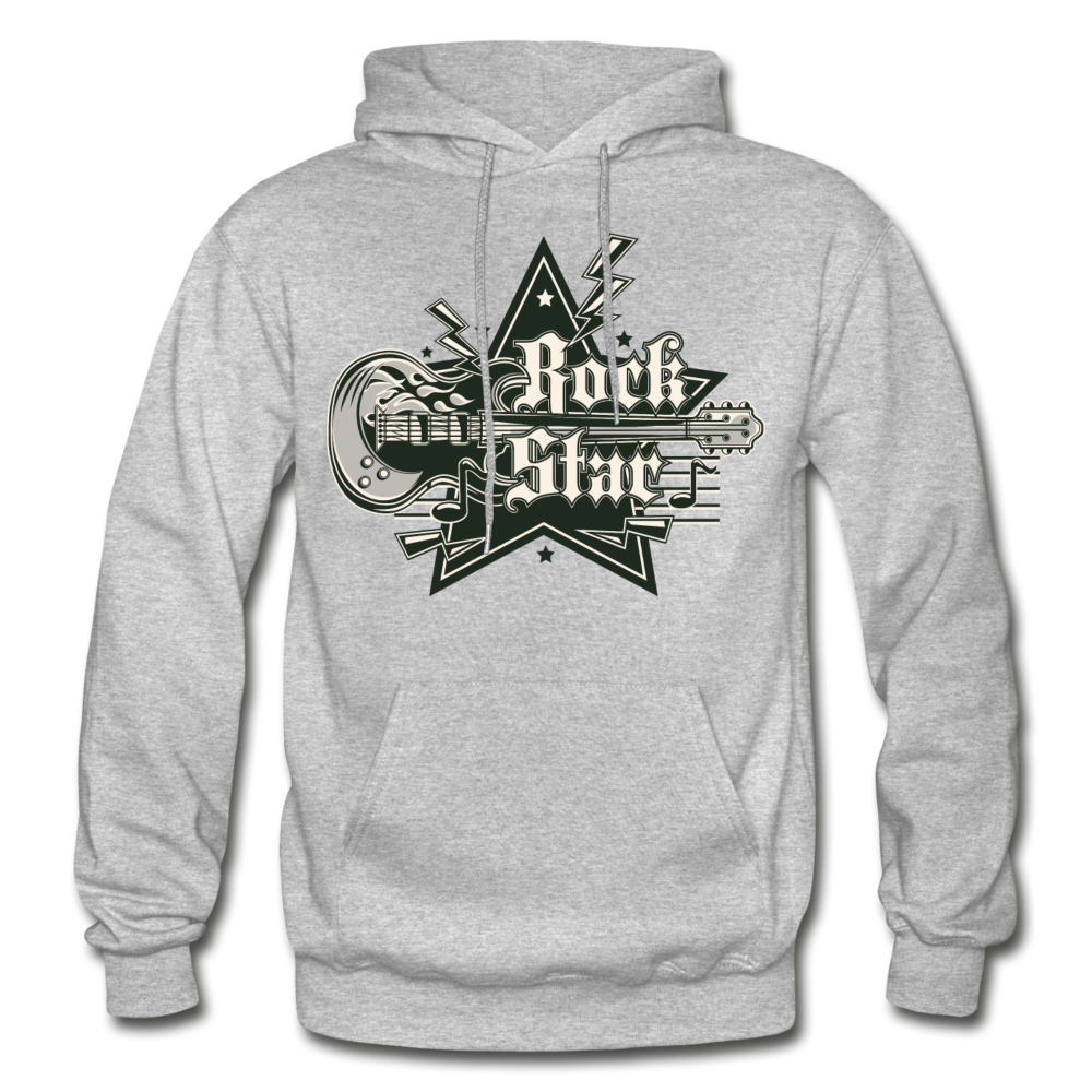 Rockstar Retro Guitar Hoodie - heather gray