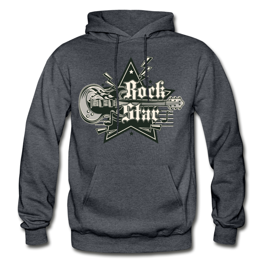 Rockstar Retro Guitar Hoodie - charcoal gray