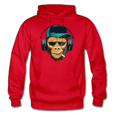 Smoking Monkey Headphones Hoodie - red