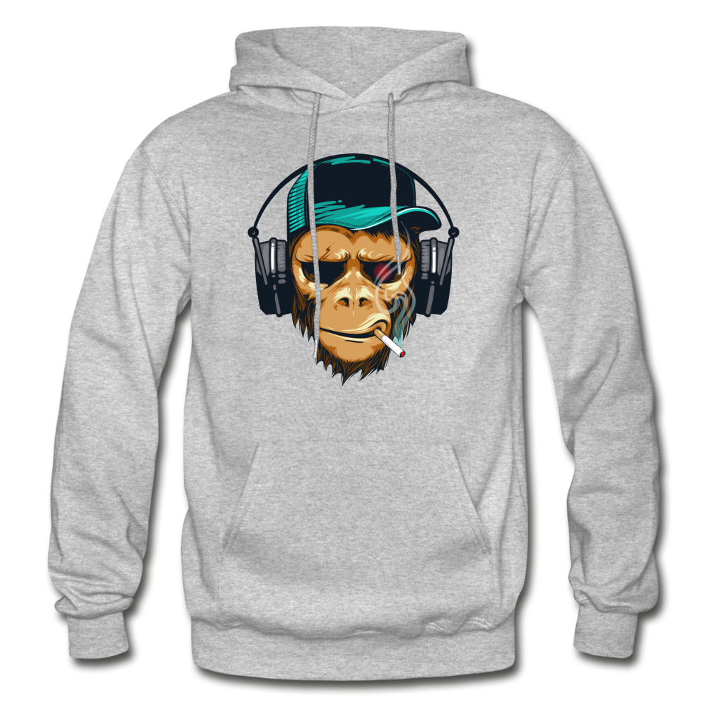 Smoking Monkey Headphones Hoodie - heather gray