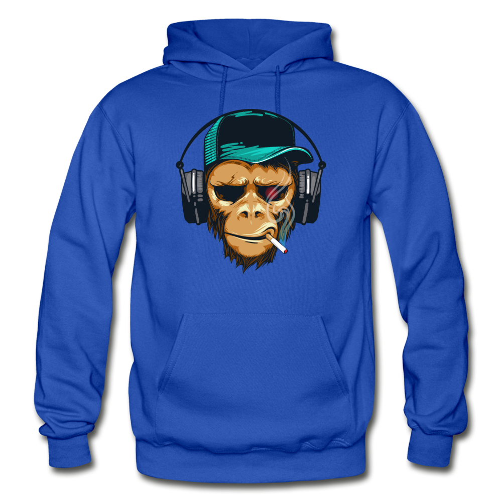 Smoking Monkey Headphones Hoodie - royal blue