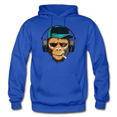 Smoking Monkey Headphones Hoodie - royal blue