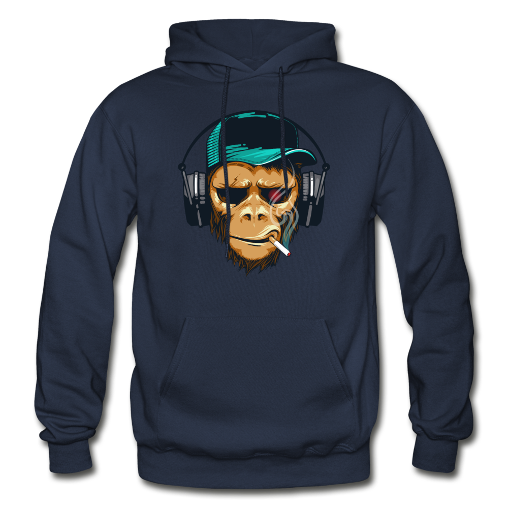 Smoking Monkey Headphones Hoodie - navy