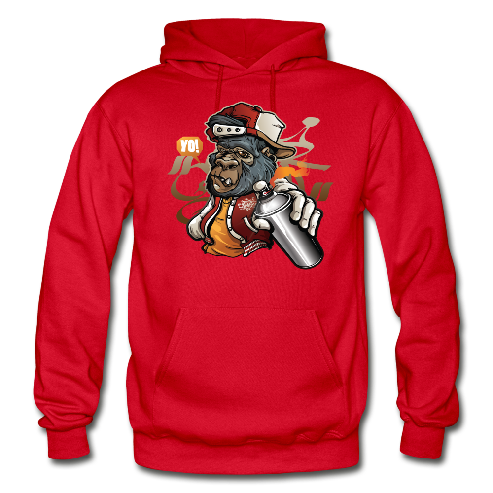 Hip Gorilla Graffiti Artist Hoodie - red
