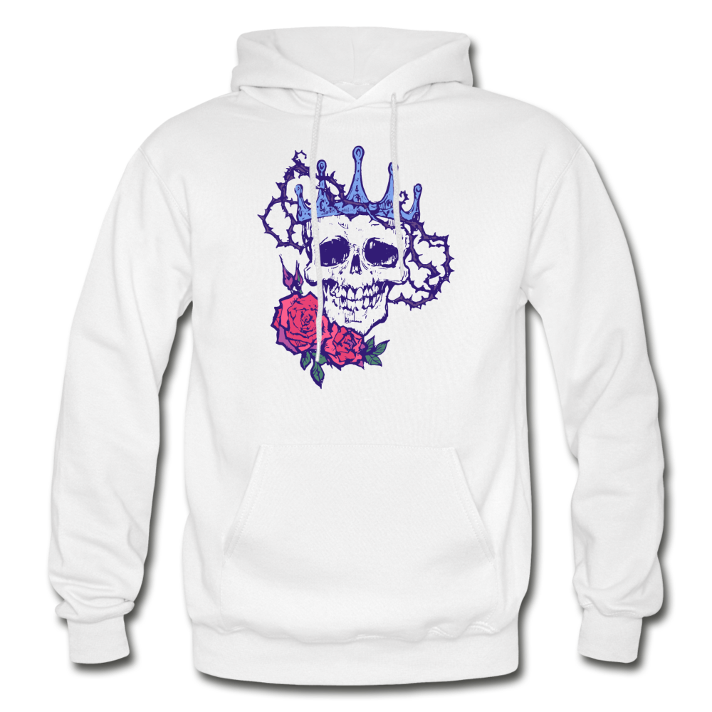 Skull Crown Roses Hoodie - white