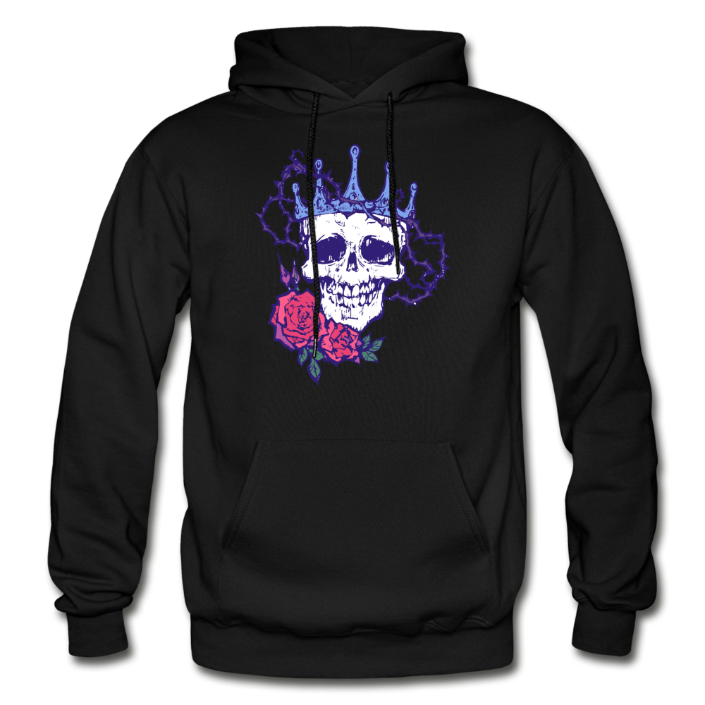 Skull Crown Roses Hoodie - black