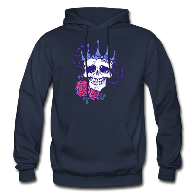 Skull Crown Roses Hoodie - navy