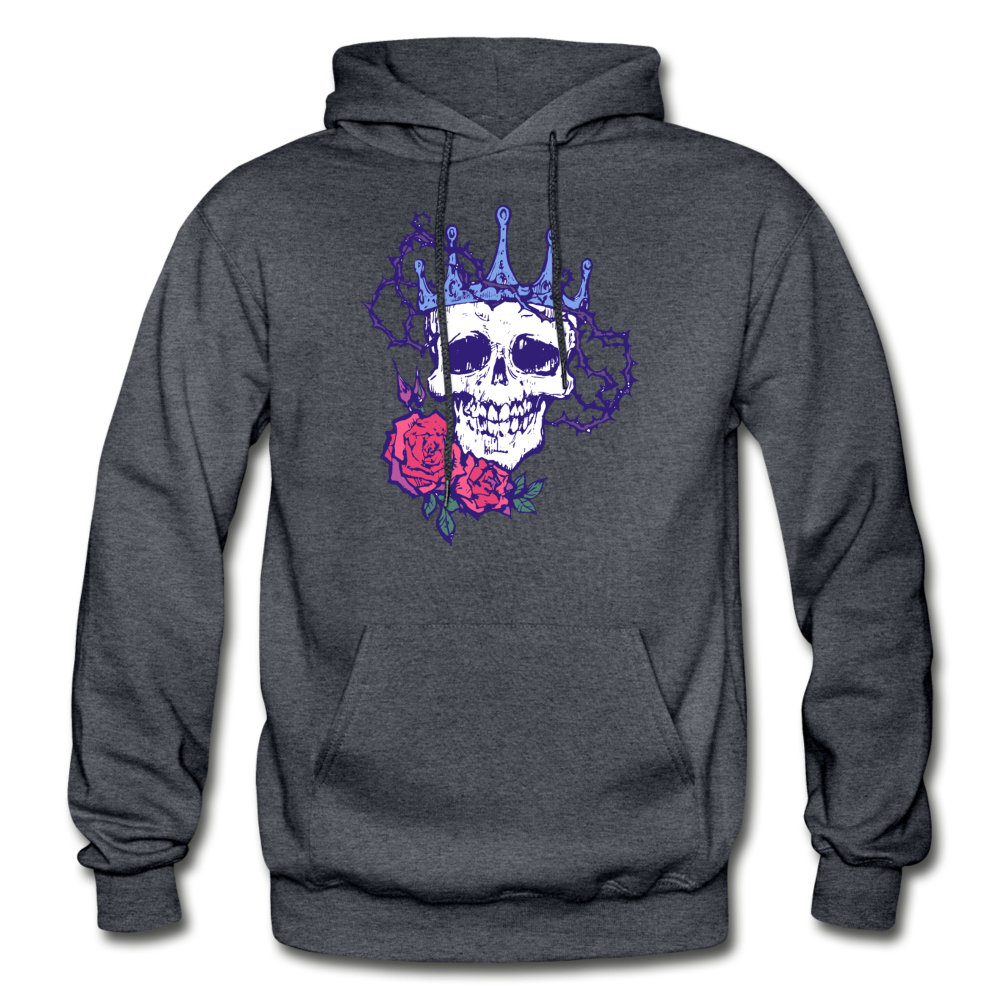 Skull Crown Roses Hoodie - charcoal gray