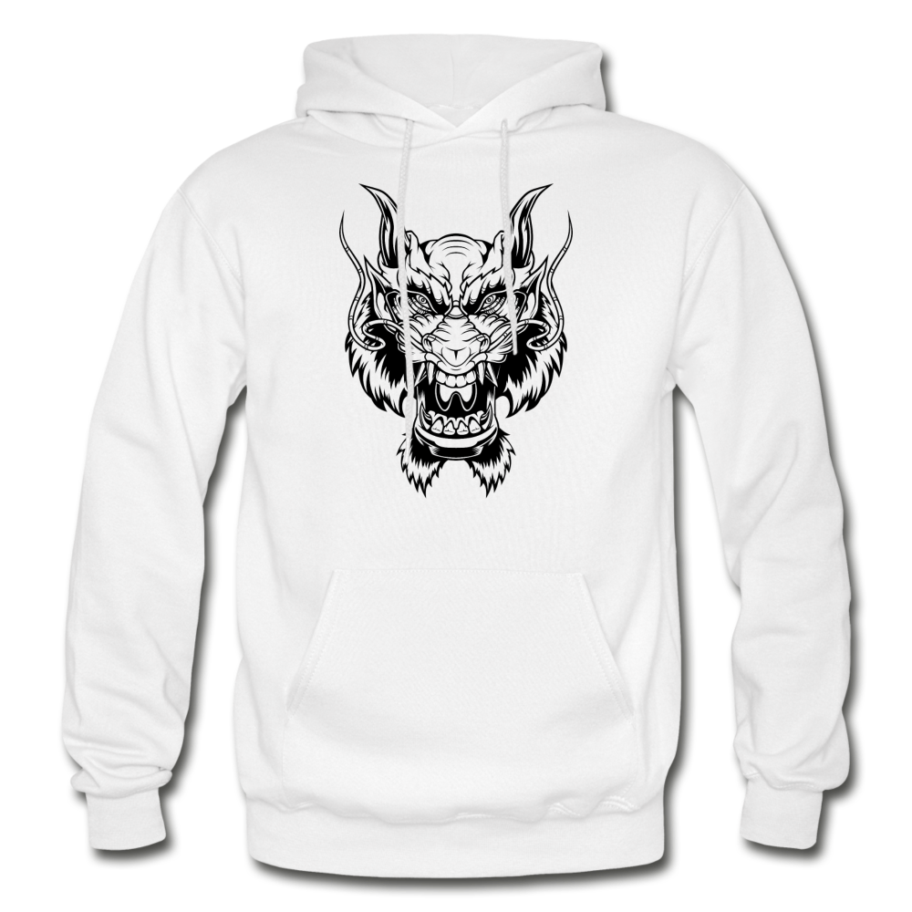 Black & White Dragon Hoodie - white