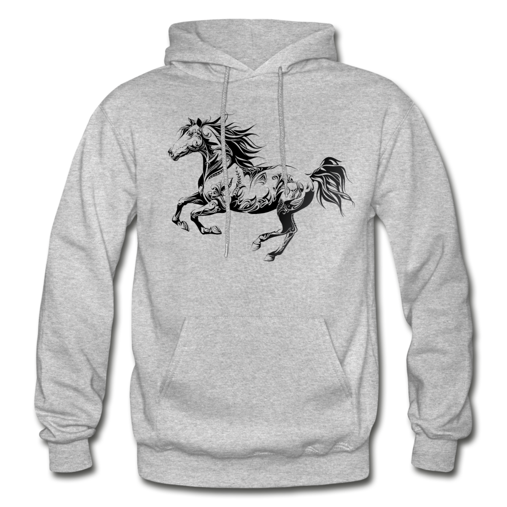 Tribal Maori Horse Hoodie - heather gray