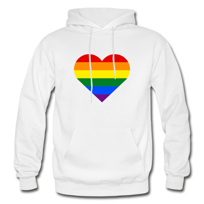 Rainbow Stripes Heart Hoodie - white