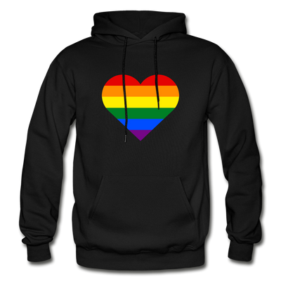 Rainbow Stripes Heart Hoodie - black