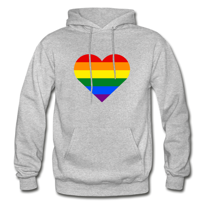 Rainbow Stripes Heart Hoodie - heather gray