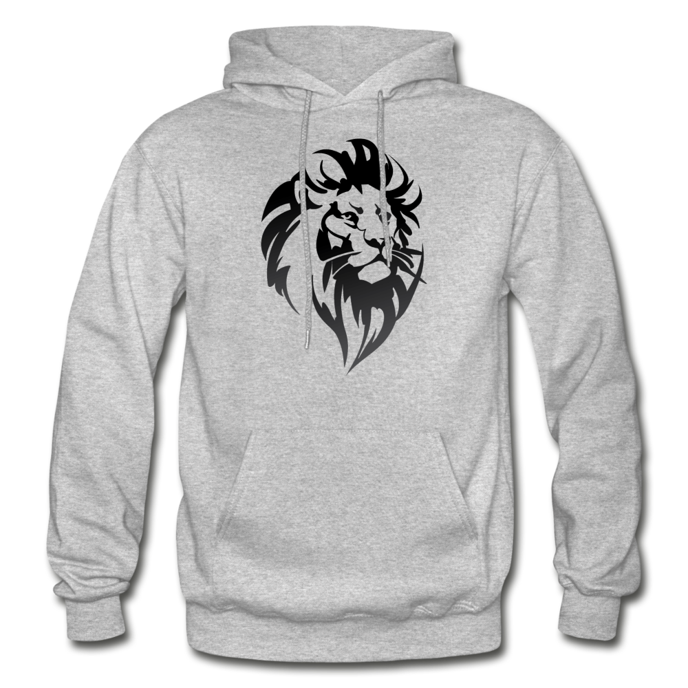 Black & White Lion Hoodie - heather gray