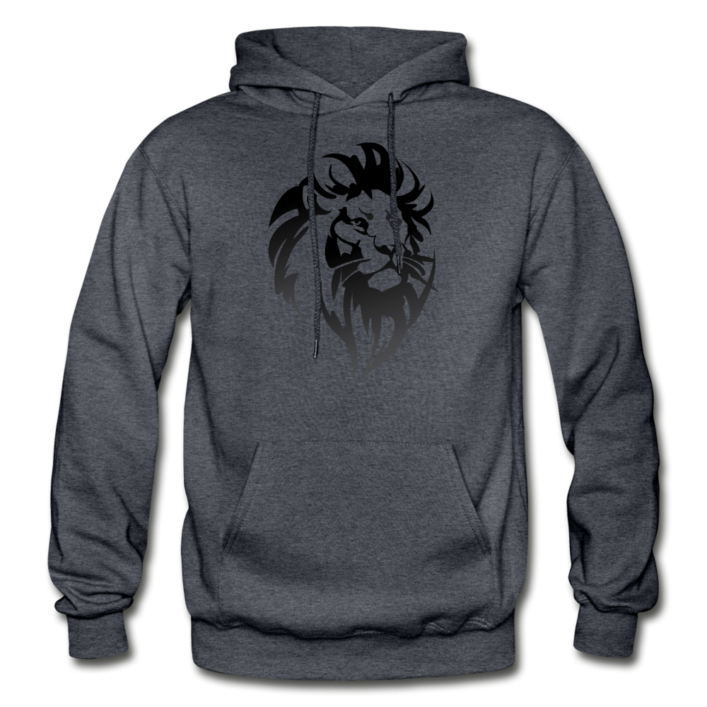 Black & White Lion Hoodie - charcoal gray