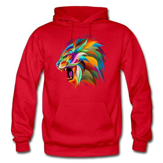 Colorful Abstract Lion Hoodie - red