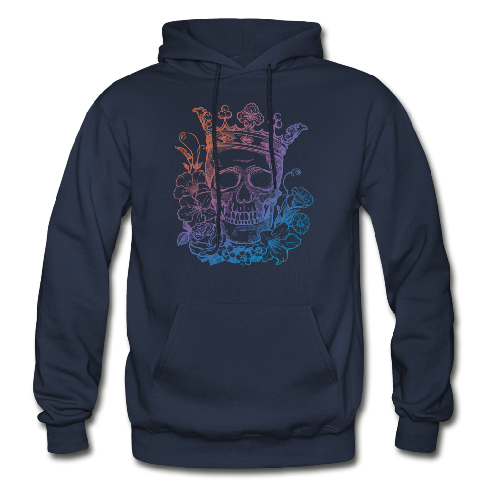 Skull Crown & Roses Hoodie - navy