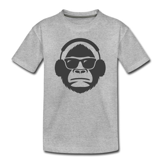 Monkey Headphones Kids T-Shirt - heather gray