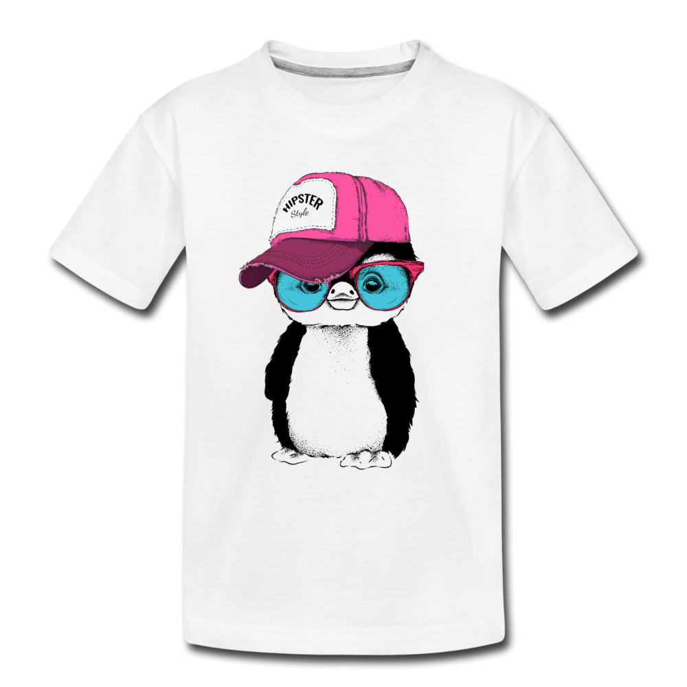 Hipster Penguin Kids T-Shirt - white