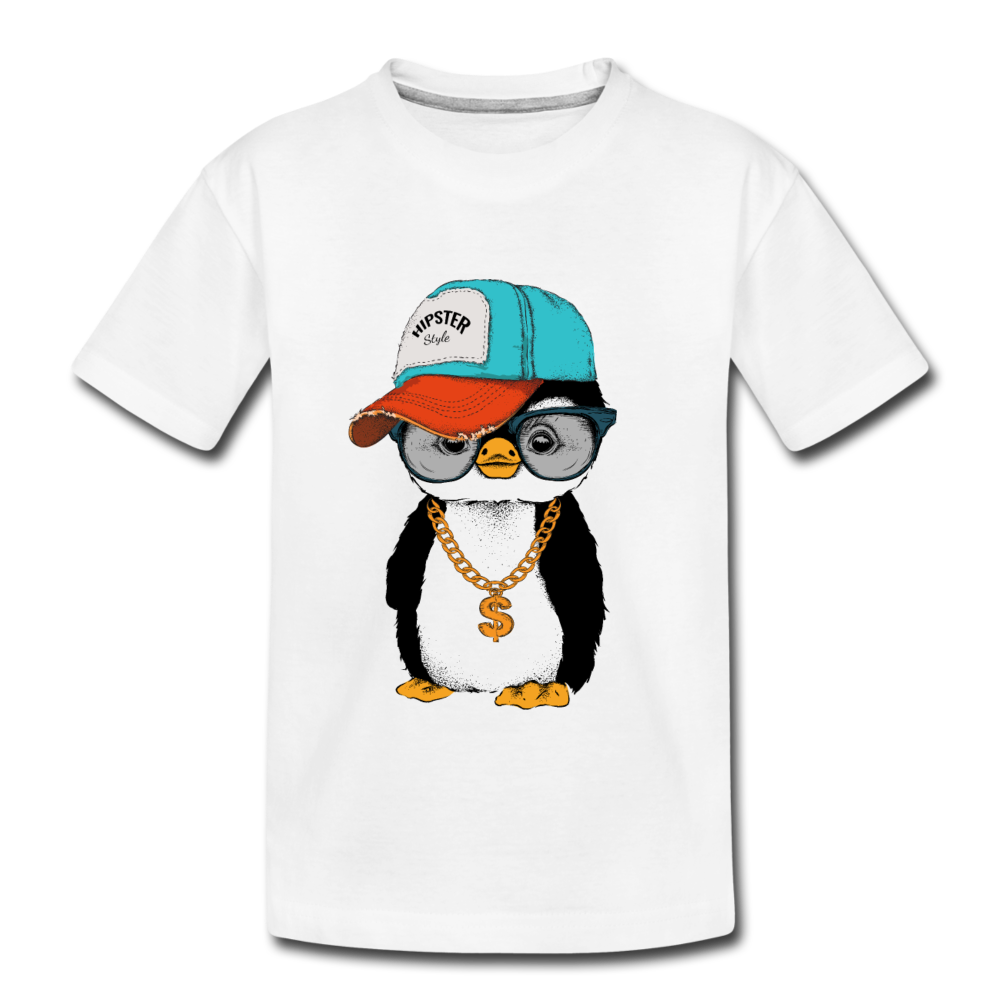 Hipster Penguin Kids T-Shirt - white