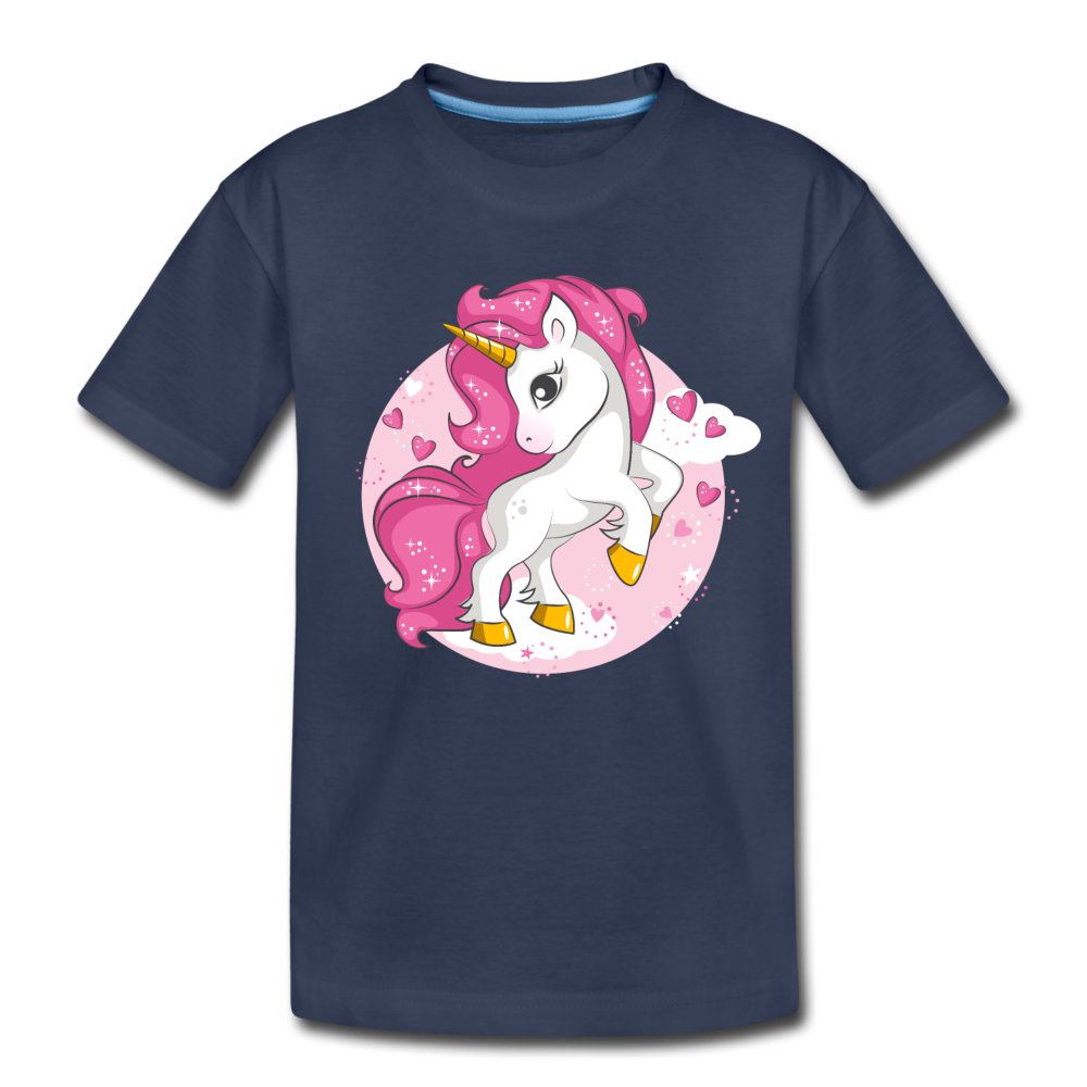 Pink Unicorn Kids T-Shirt - navy