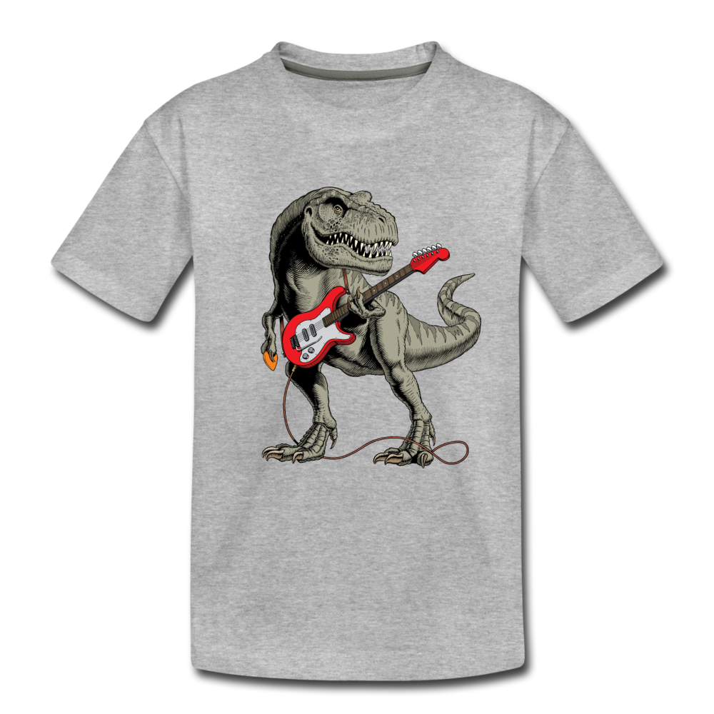 Guitar Dinosaur Kids T-Shirt - heather gray