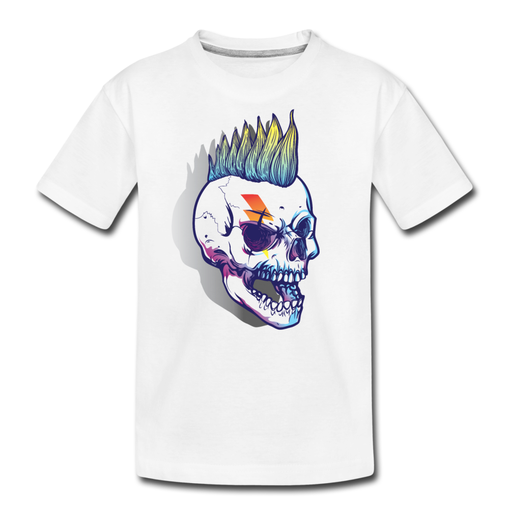 Punk Rockstar Skull Kids T-Shirt - white