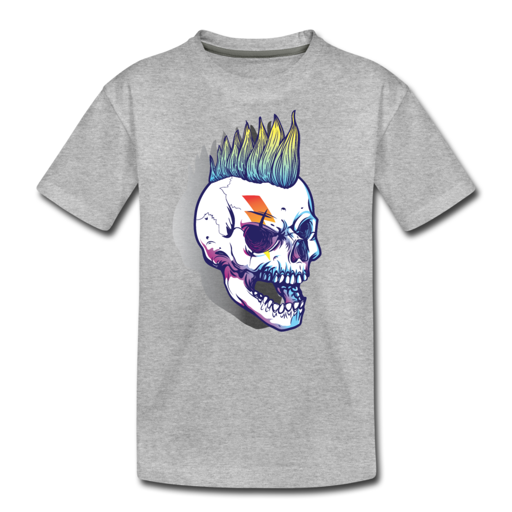 Punk Rockstar Skull Kids T-Shirt - heather gray