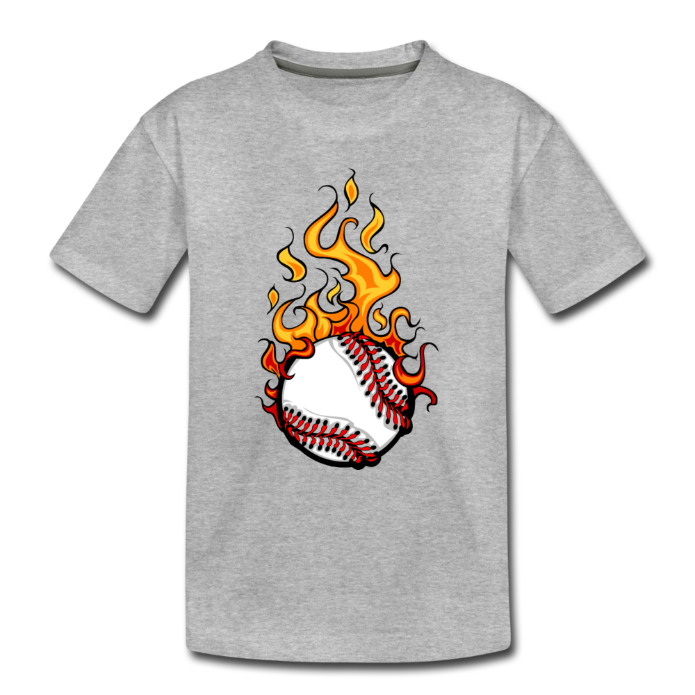 Fire Baseball Kids T-Shirt - heather gray