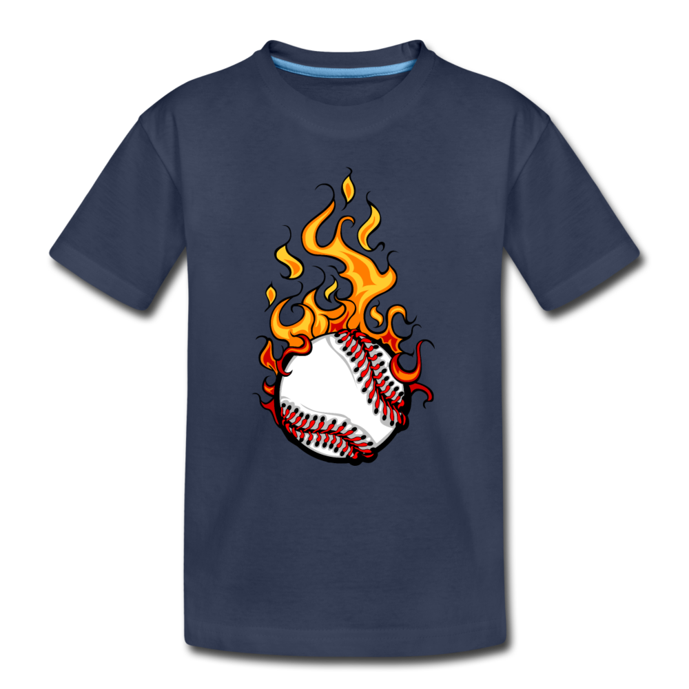 Fire Baseball Kids T-Shirt - navy