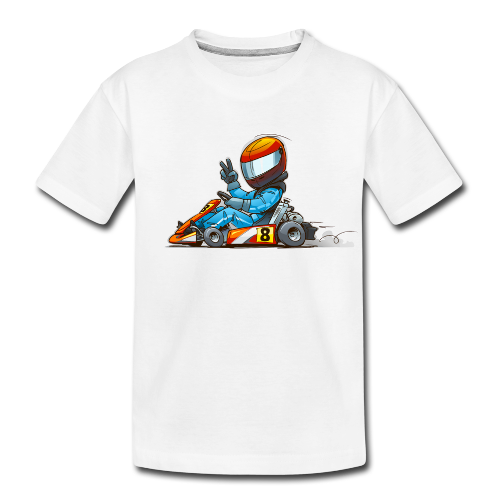 Go-Kart Cartoon Kids T-Shirt - white