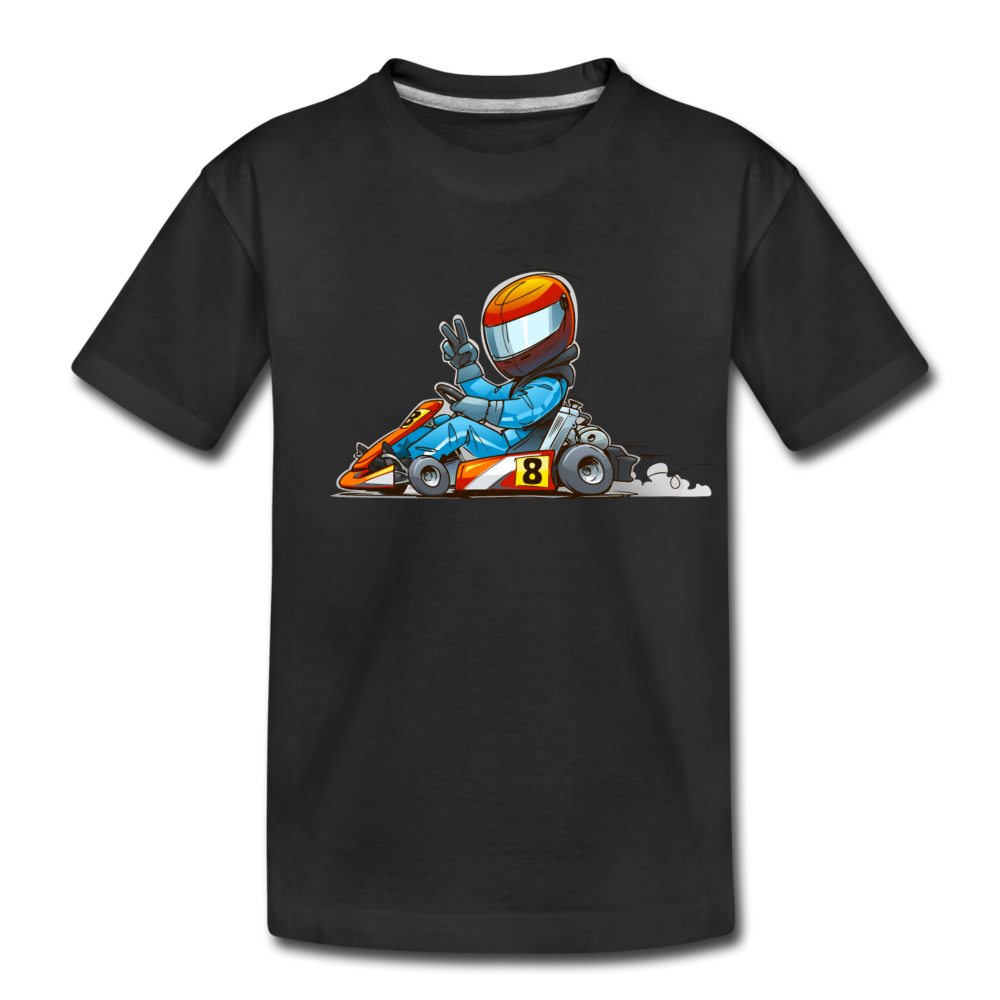 Go-Kart Cartoon Kids T-Shirt - black