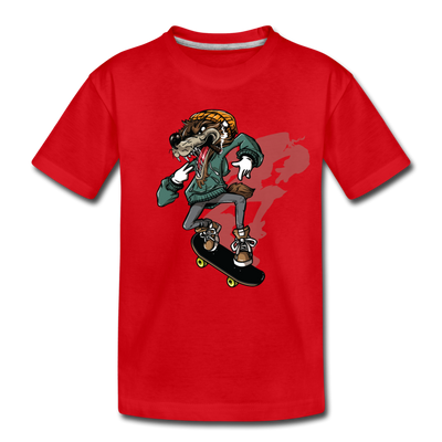 Skater Wolf Kids T-Shirt - red
