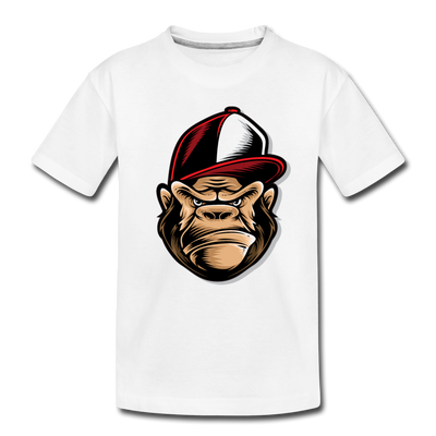 Gorilla Hat Cartoon Kids T-Shirt - white