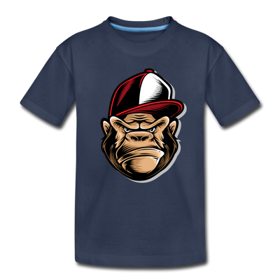 Gorilla Hat Cartoon Kids T-Shirt - navy
