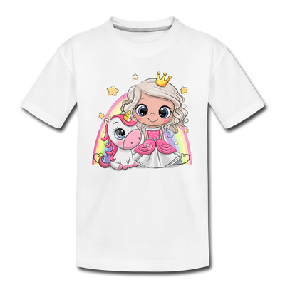 Princess Unicorn Cartoon Kids T-Shirt - white