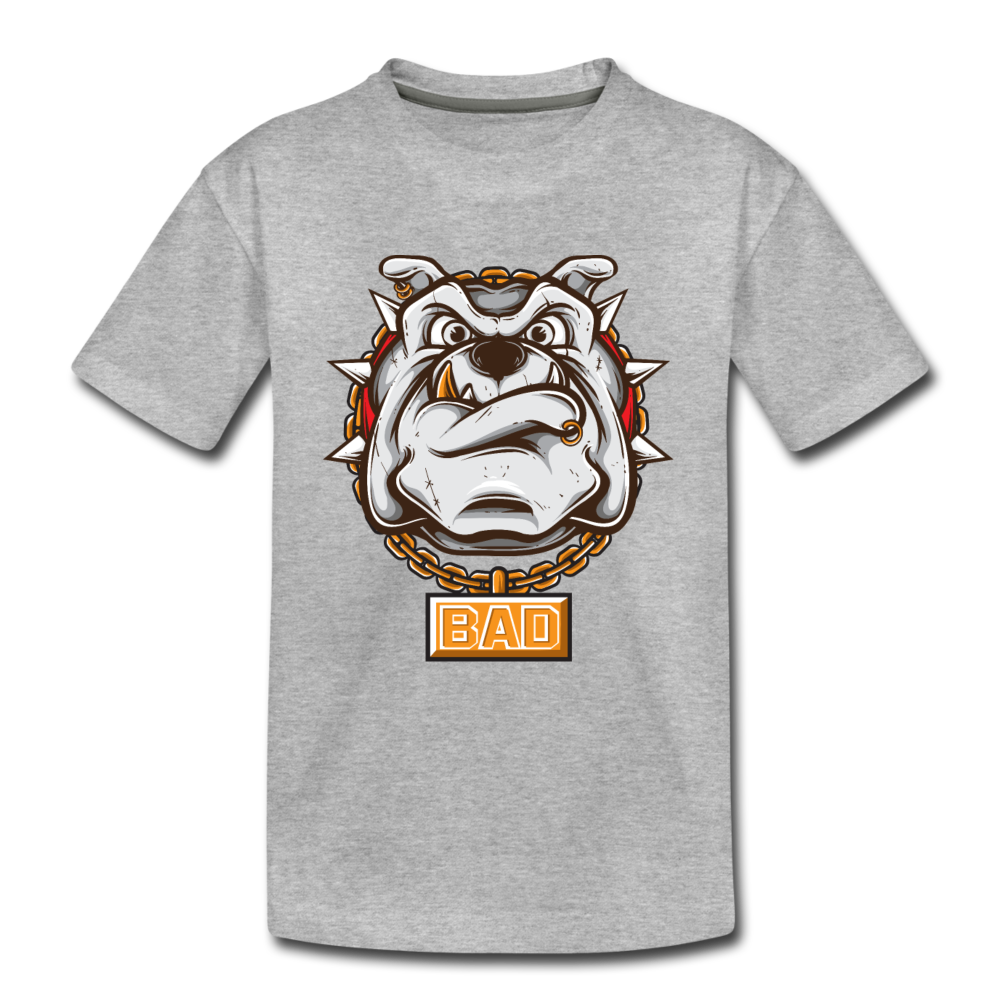 Bulldog Cartoon Kids T-Shirt - heather gray