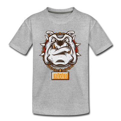 Bulldog Cartoon Kids T-Shirt - heather gray