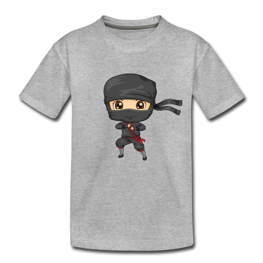 Ninja Cartoon Kids T-Shirt - heather gray