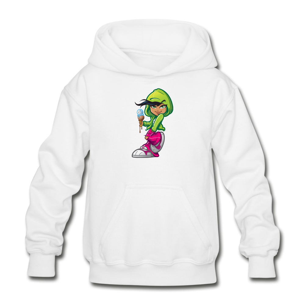 Cartoon Girl Kids Hoodie - white