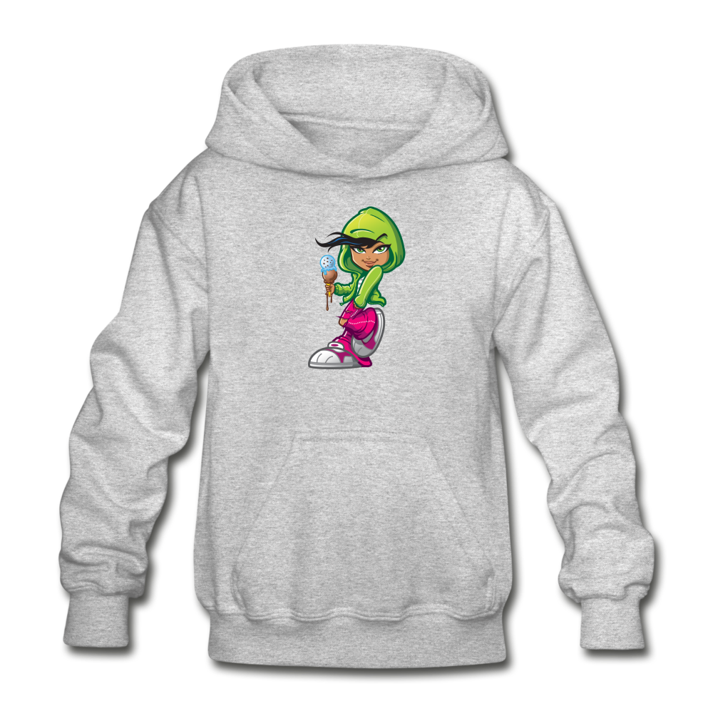 Cartoon Girl Kids Hoodie - heather gray