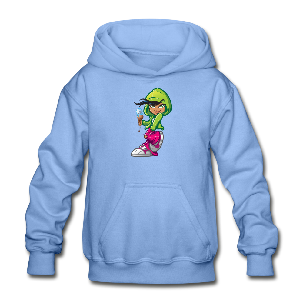 Cartoon Girl Kids Hoodie - carolina blue