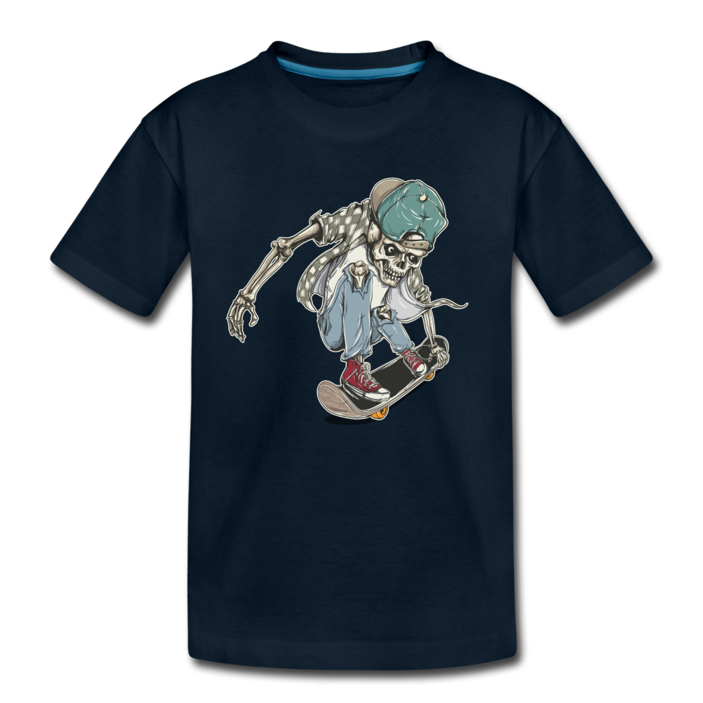 Skeleton Skater Navy Kids T-Shirt - deep navy