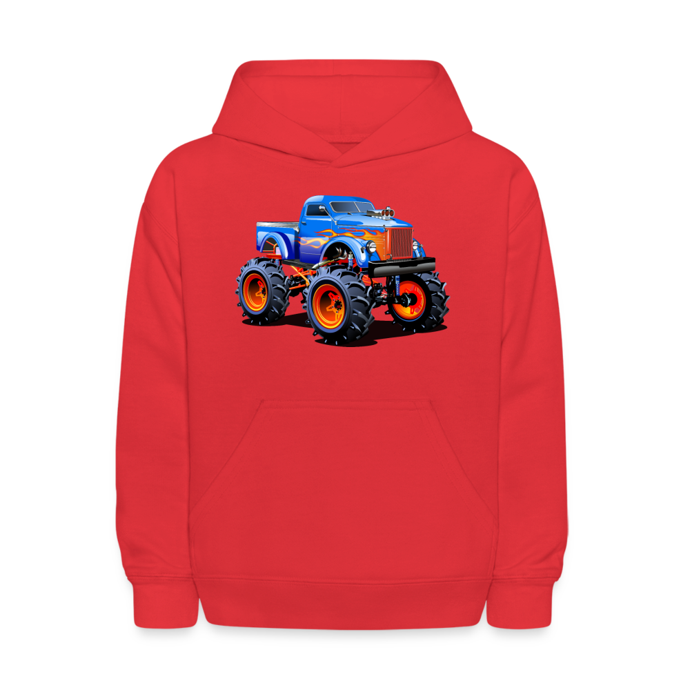 Monster Truck Kids Hoodie - red
