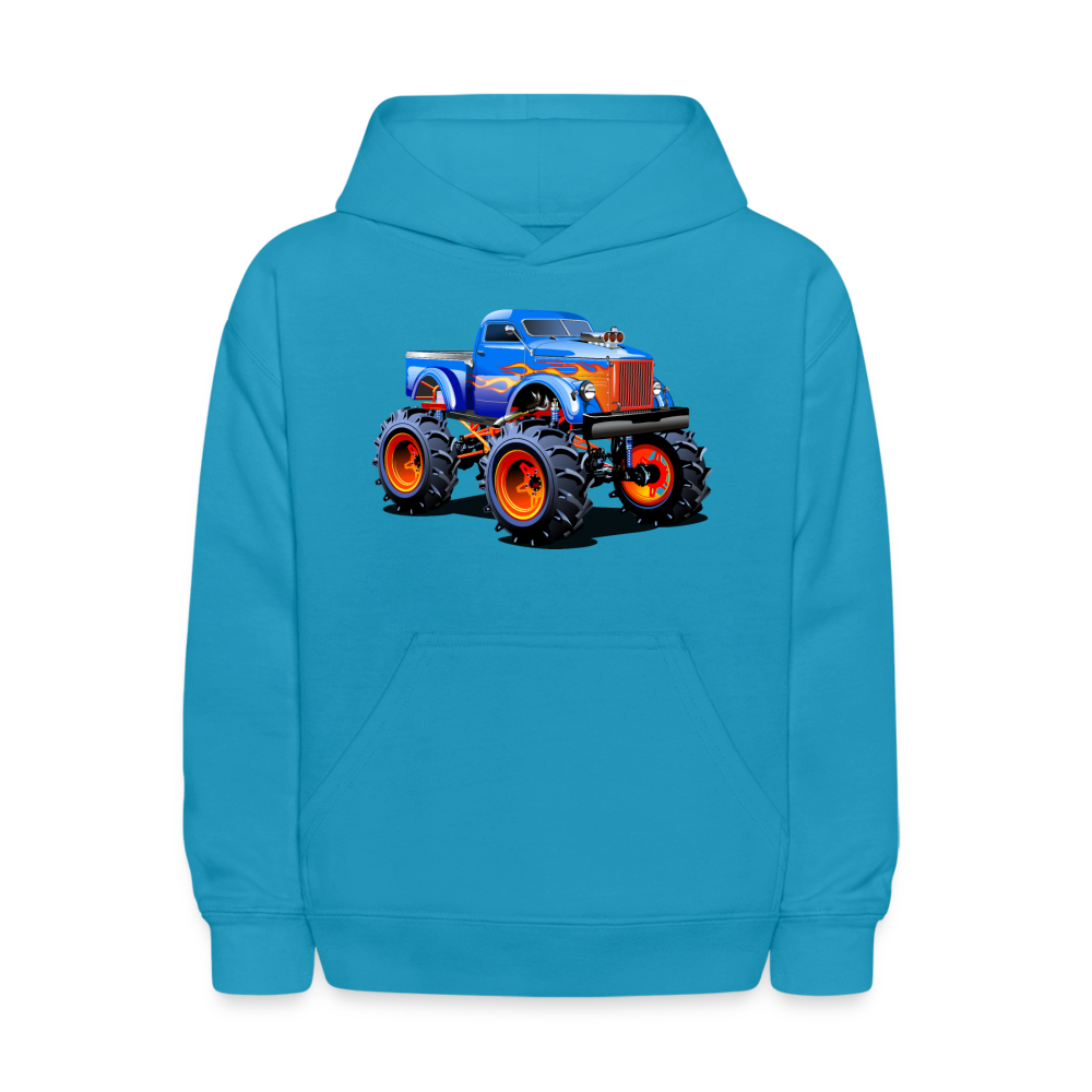 Monster Truck Kids Hoodie - turquoise