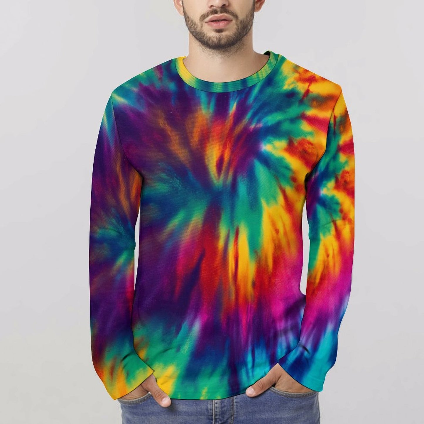 Colorful Abstract Tie Dye Print Long Sleeve T-shirt